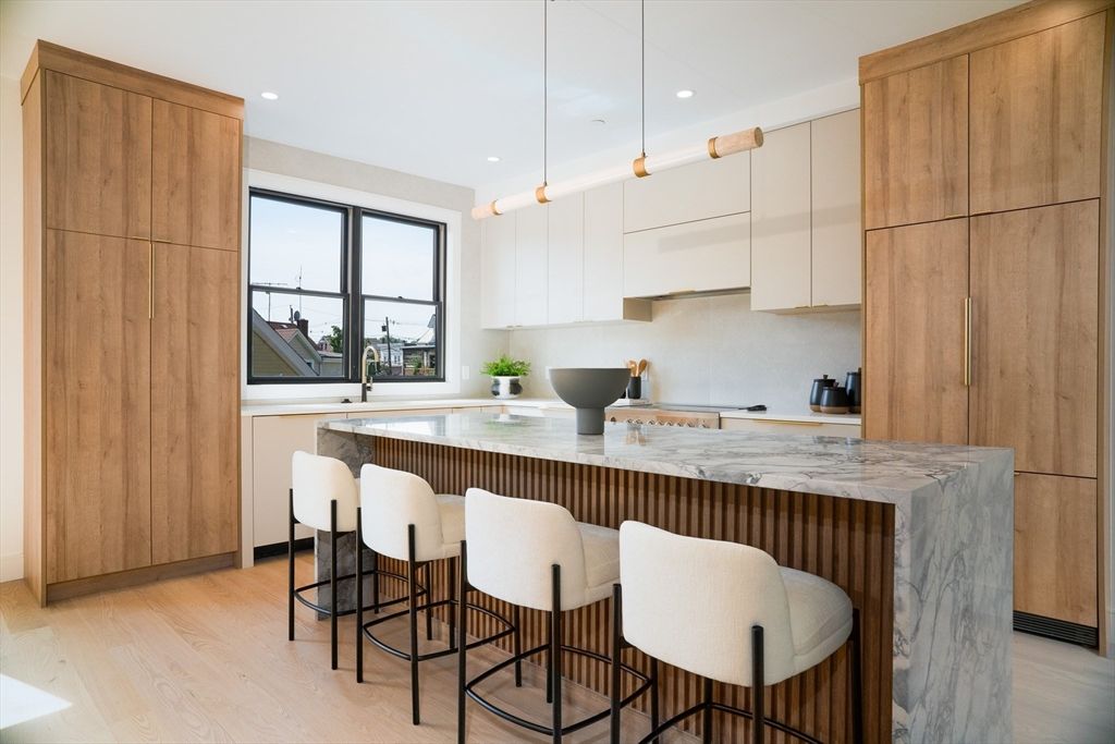 Interior, Kitchen, Pendant Lights, Recessed Lighting, Wood Texture Flooring
