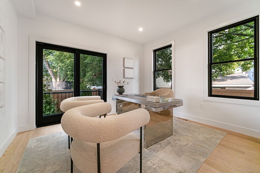 Home Office, Interior, Recessed Lighting, Wood Texture Flooring
