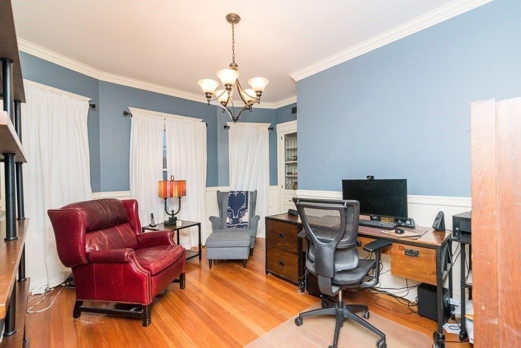 Chandelier, Home Office, Interior, Wood Texture Flooring