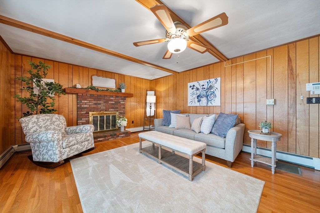 Fireplace, Interior, Living room, Wood Texture Flooring, Wooden Walls