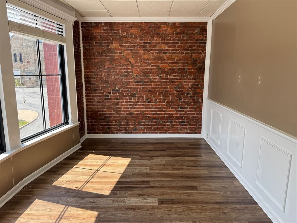 Empty room, Interior, Stone Walls, Wood Texture Flooring