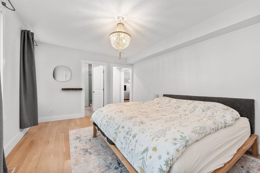 Bedroom, Chandelier, Interior, Wood Texture Flooring