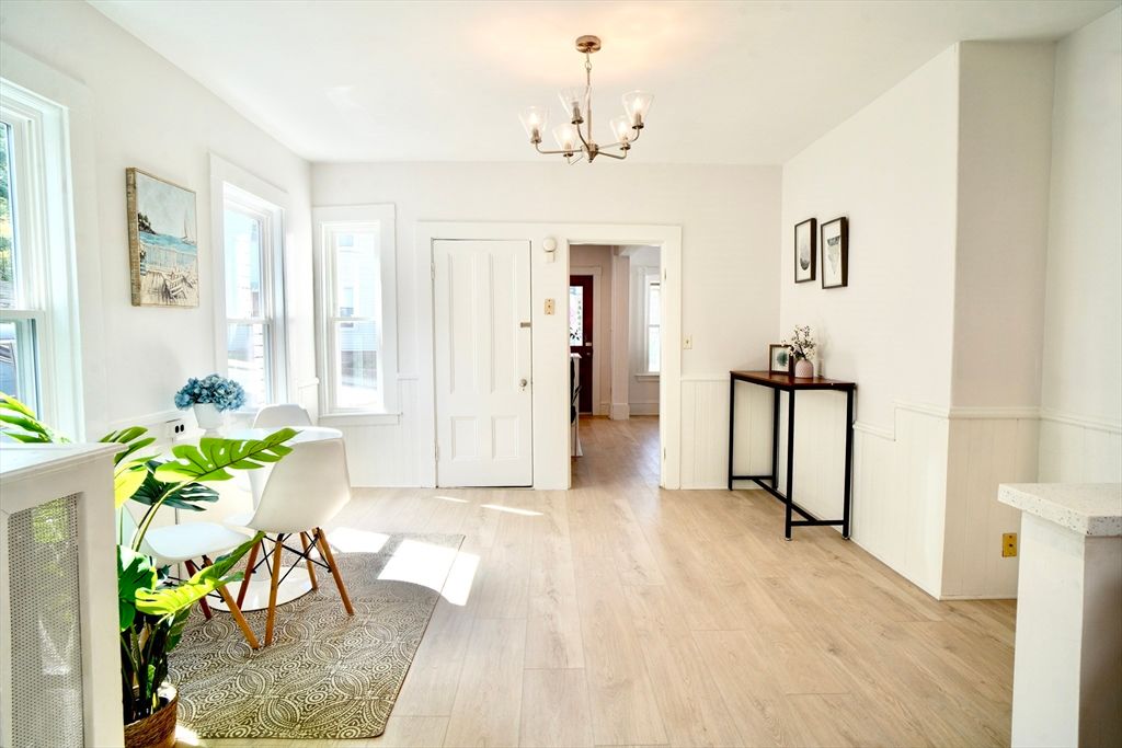 Chandelier, Dining room, Interior, Wood Texture Flooring
