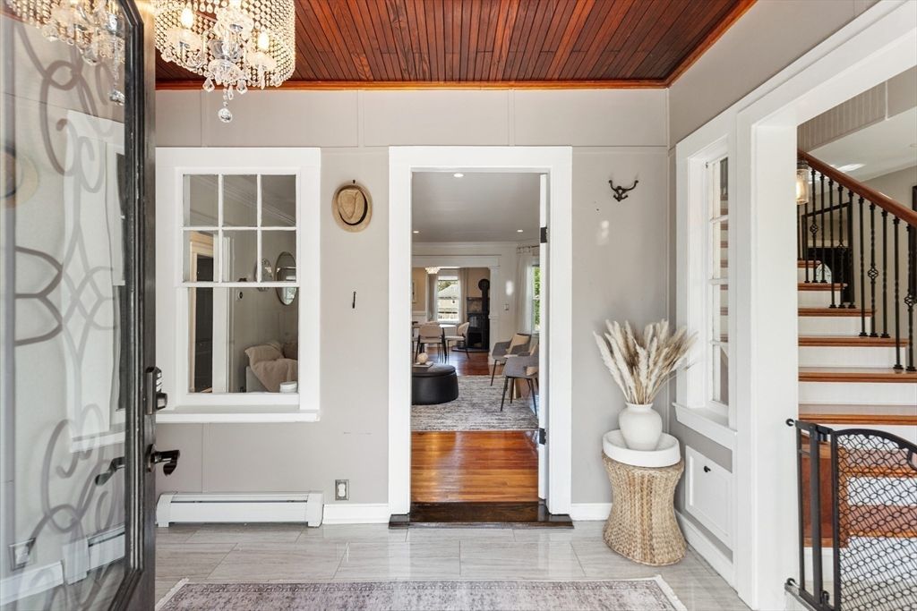 Chandelier, Interior, Recessed Lighting, Wooden Ceilings, Wood Texture Flooring