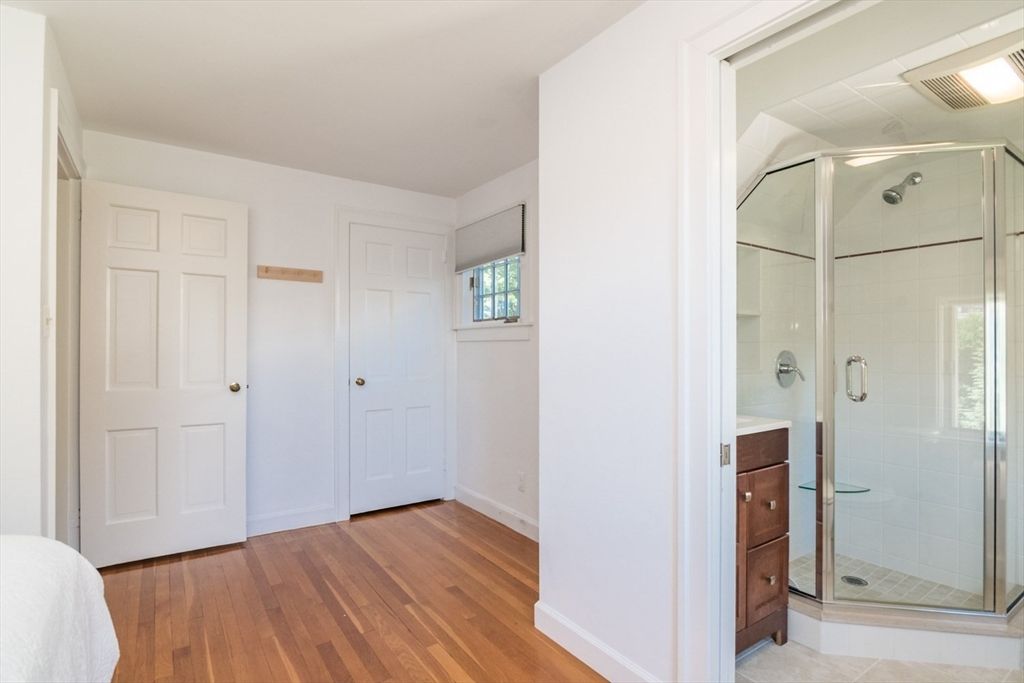 Bathroom, Glass Shower, Interior, Wood Texture Flooring