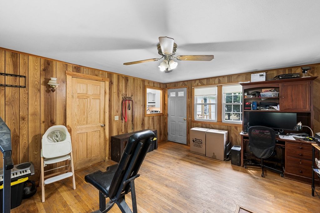 Home Office, Interior, Wood Texture Flooring, Wooden Walls