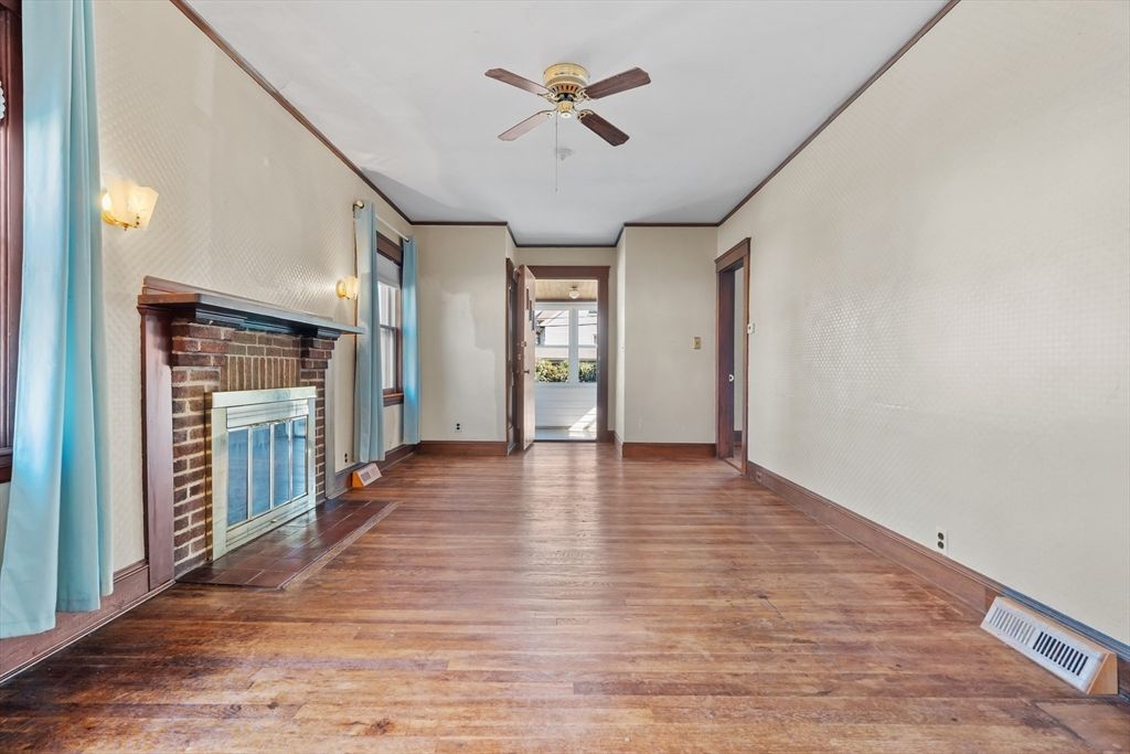 Empty room, Fireplace, Interior, Wood Texture Flooring