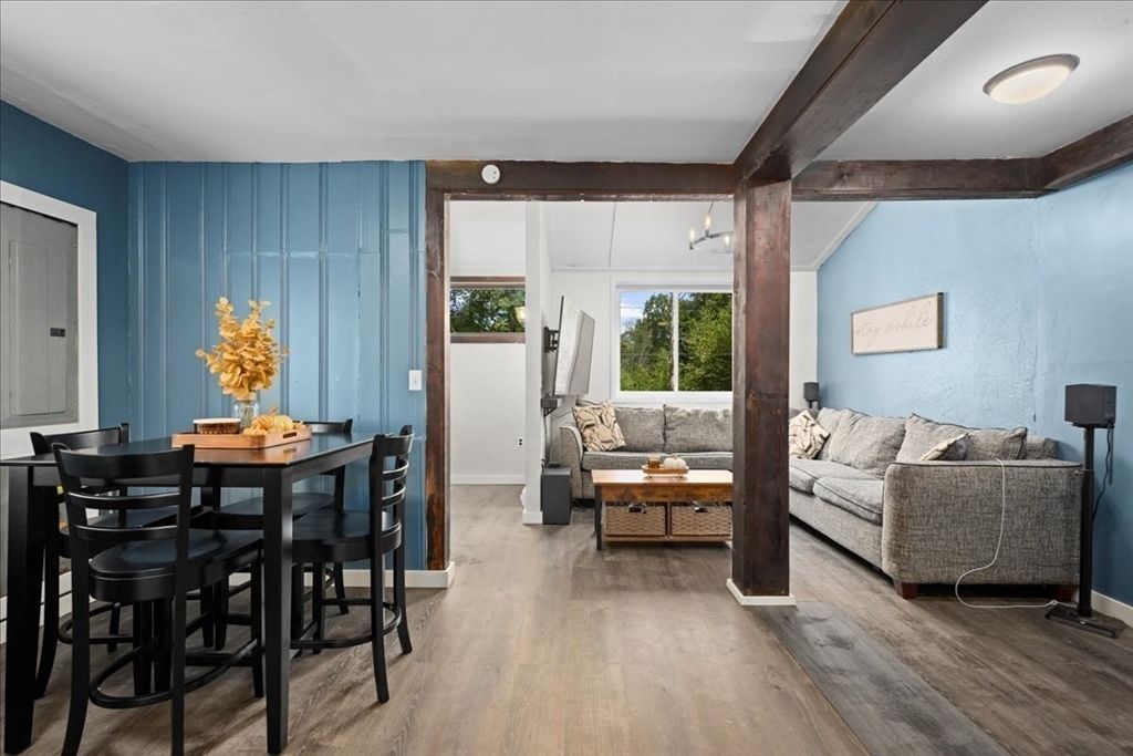Dining room, Interior, Living room, Wooden Beams, Wood Texture Flooring