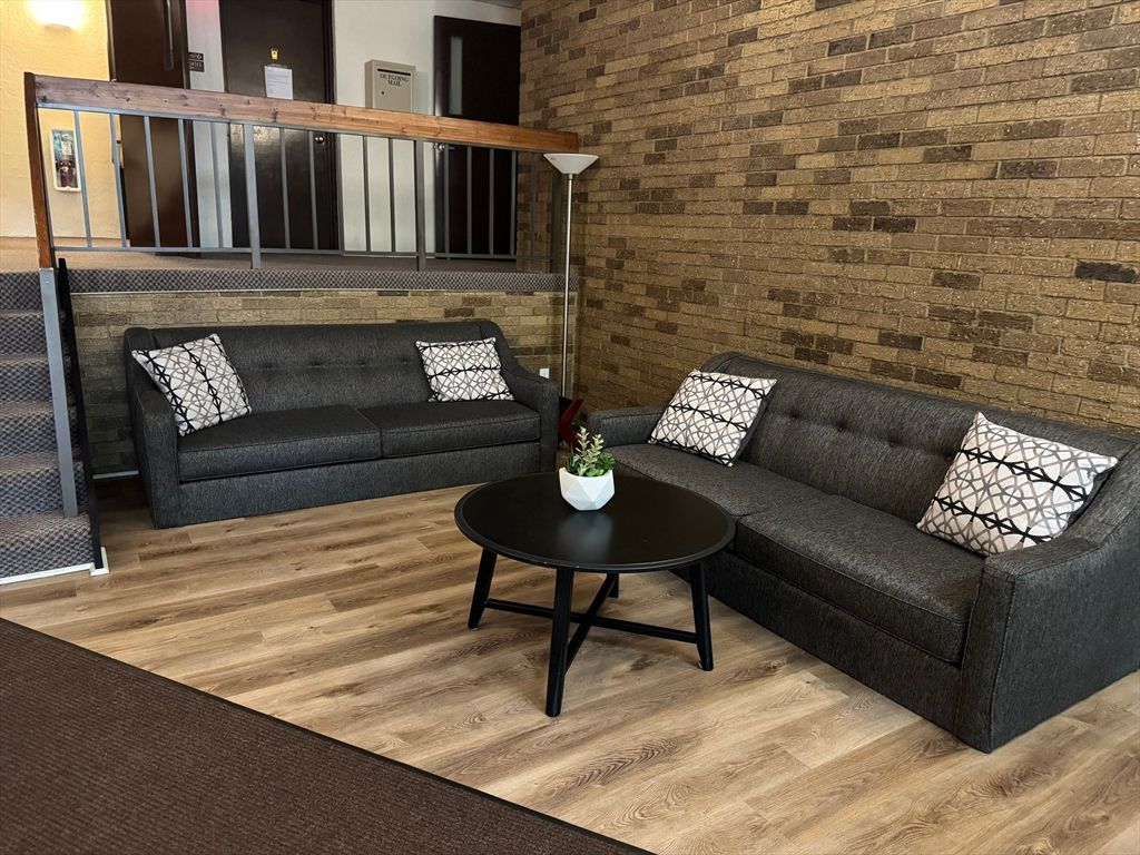Interior, Living room, Stone Walls, Wood Texture Flooring