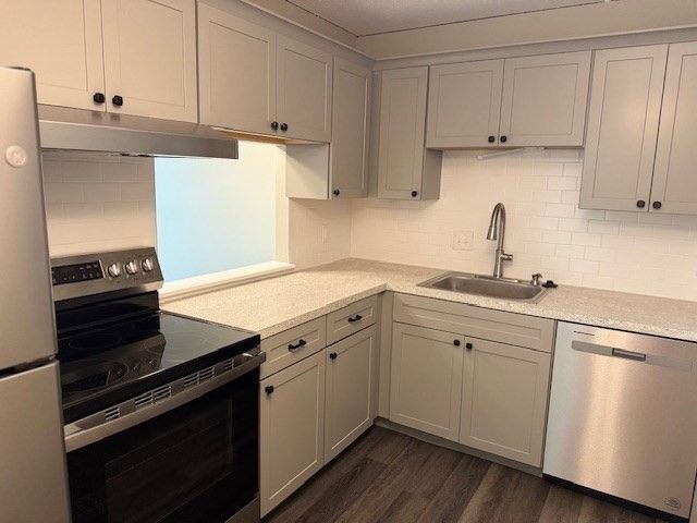 Interior, Kitchen, Stainless Steel Appliances, Wood Texture Flooring
