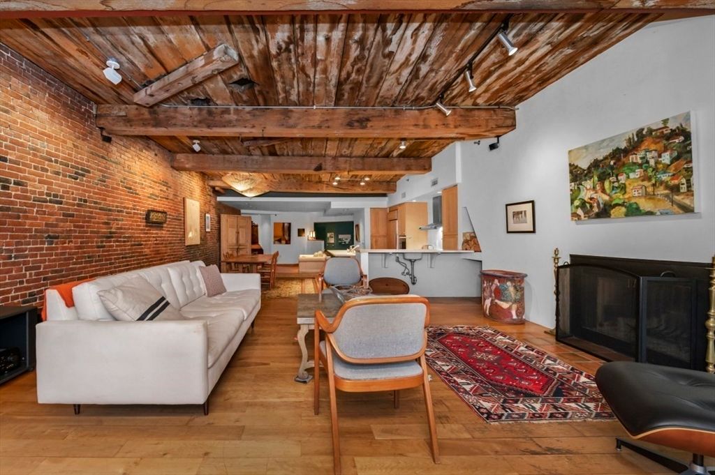 Fireplace, Interior, Living room, Stone Walls, Wooden Beams, Wooden Ceilings, Wood Texture Flooring