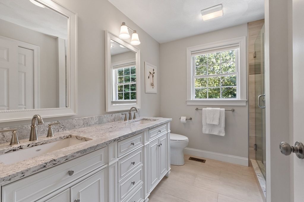Bathroom, Dual Sink Vanities, Glass Shower, Interior