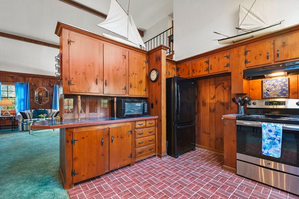 Interior, Kitchen, Stainless Steel Appliances, Wooden Walls