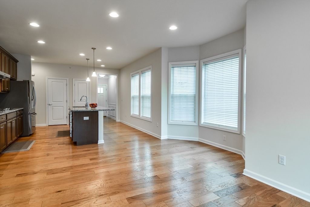 Interior, Kitchen, Pendant Lights, Recessed Lighting, Wood Texture Flooring