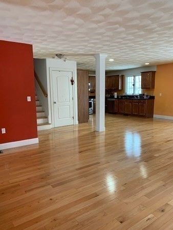 Empty room, Interior, Kitchen, Recessed Lighting, Wood Texture Flooring
