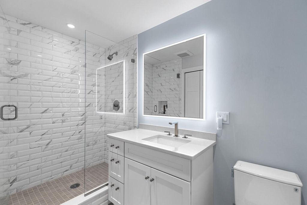 Bathroom, Glass Shower, Interior, Recessed Lighting
