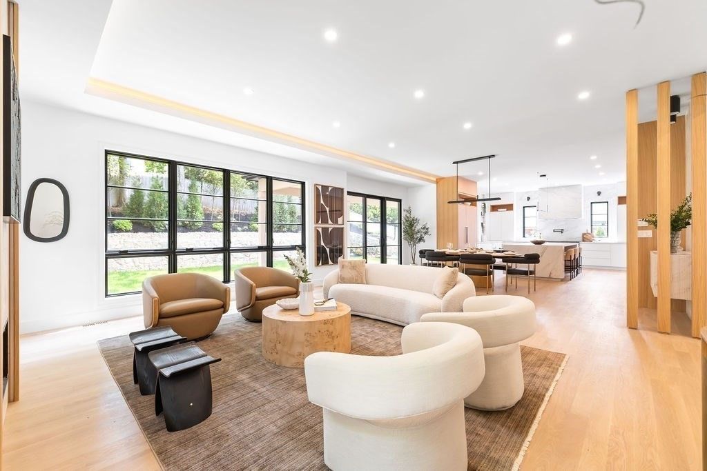 Dining room, Interior, Kitchen, Living room, Pendant Lights, Recessed Lighting, Wood Texture Flooring
