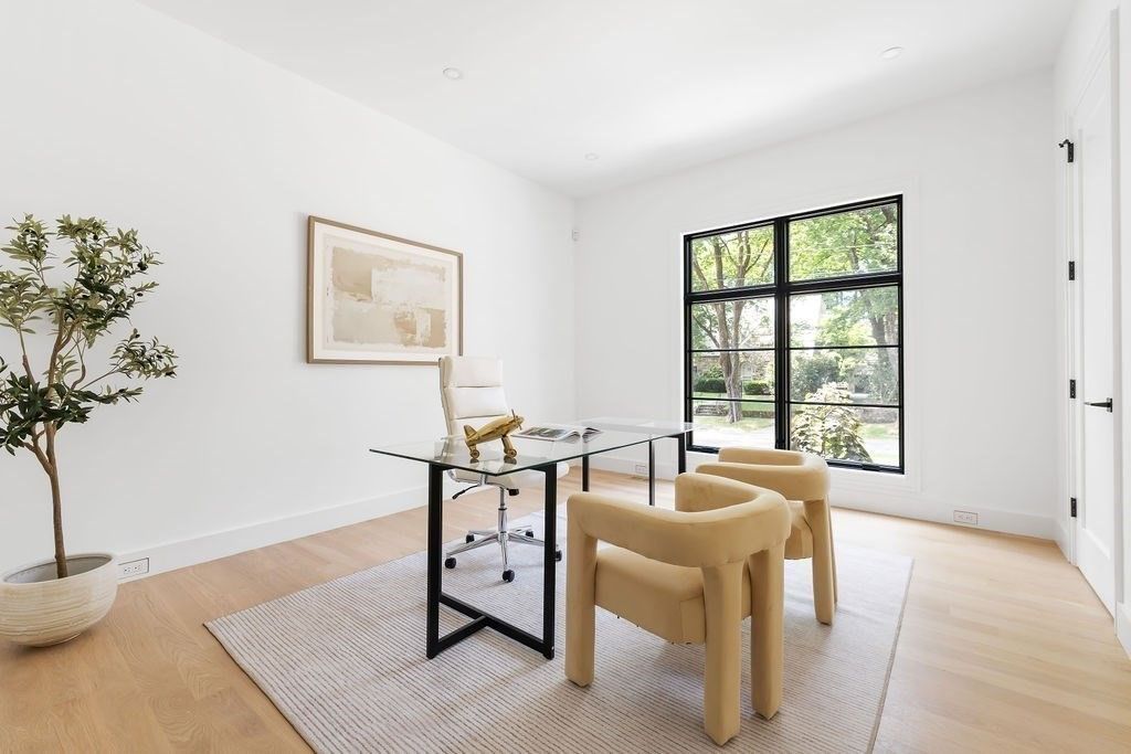 Home Office, Interior, Recessed Lighting, Wood Texture Flooring