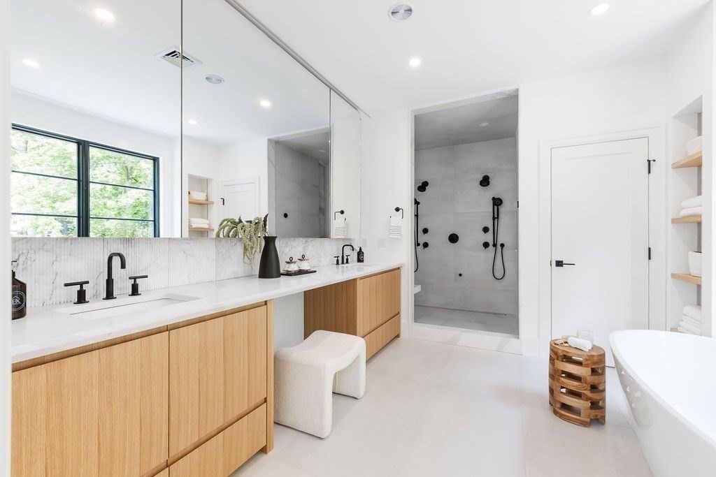 Bathroom, Dual Sink Vanities, Free Standing Baths, Glass Shower, Interior, Recessed Lighting