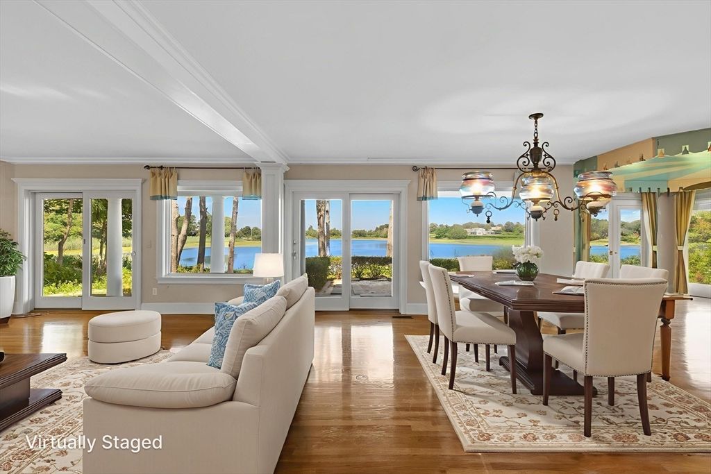 Chandelier, Dining room, Interior, Water, Wood Texture Flooring