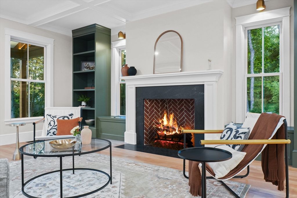 Fireplace, Interior, Wood Texture Flooring