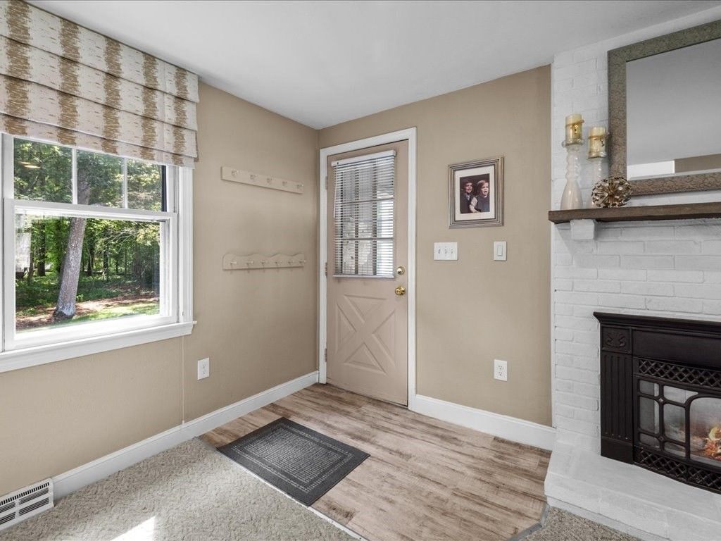 Fireplace, Interior, Wood Texture Flooring