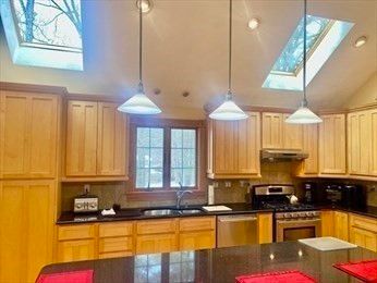 Glass Ceilings, Interior, Kitchen, Pendant Lights, Recessed Lighting, Stainless Steel Appliances