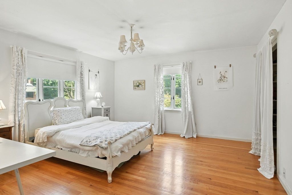 Bedroom, Chandelier, Interior, Wood Texture Flooring