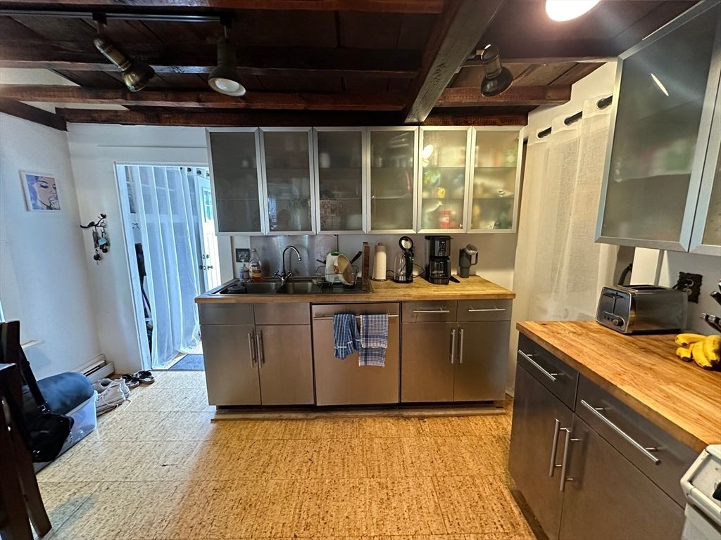 Interior, Kitchen, Stainless Steel Appliances, Wooden Beams