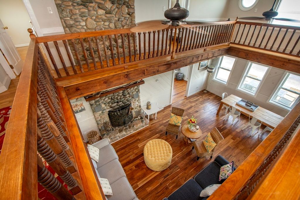 Fireplace, Interior, Living room, Stone Walls, Wood Texture Flooring
