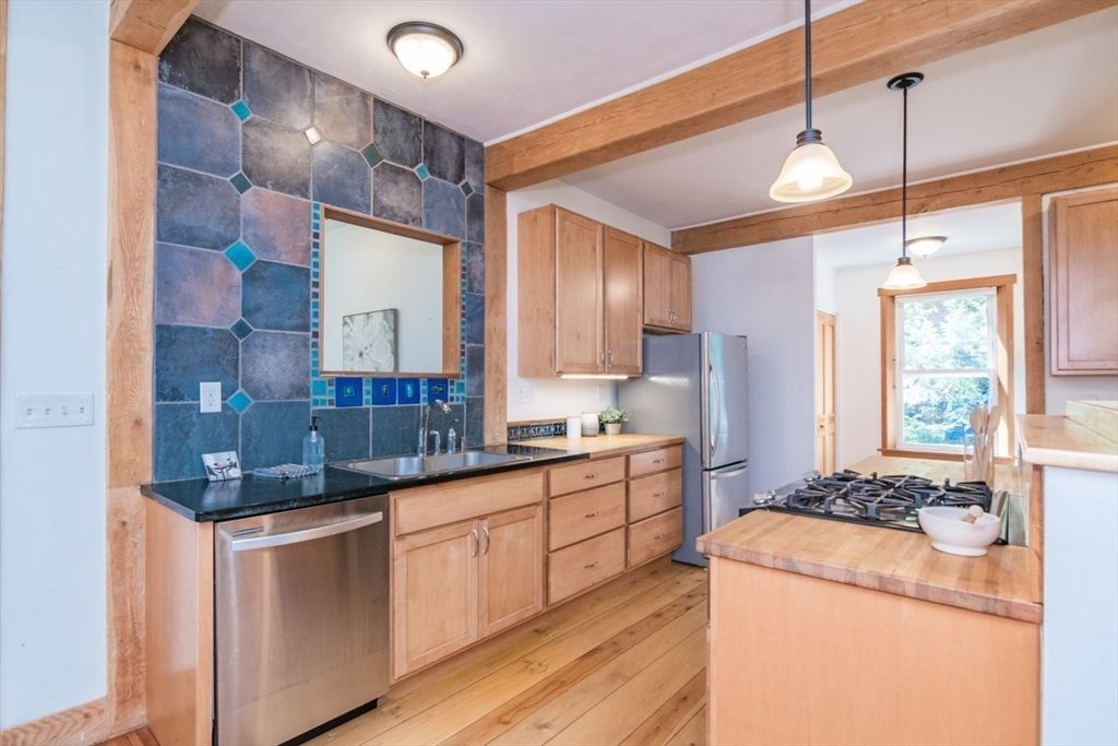 Interior, Kitchen, Pendant Lights, Stainless Steel Appliances, Wood Texture Flooring