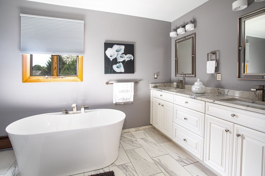 Bathroom, Dual Sink Vanities, Free Standing Baths, Interior, Marble