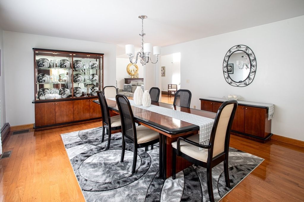 Chandelier, Dining room, Interior, Wood Texture Flooring
