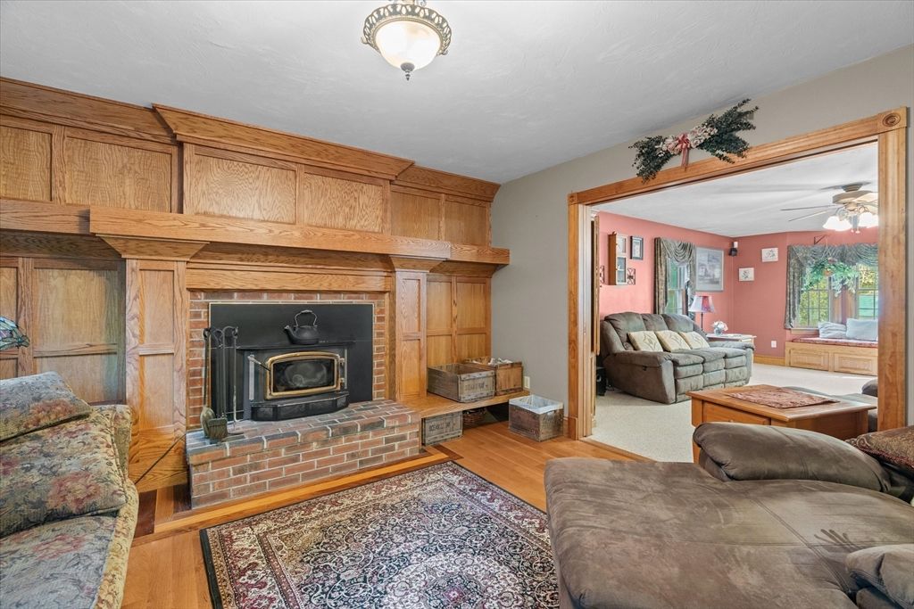 Fireplace, Interior, Living room, Wood Texture Flooring, Wooden Walls