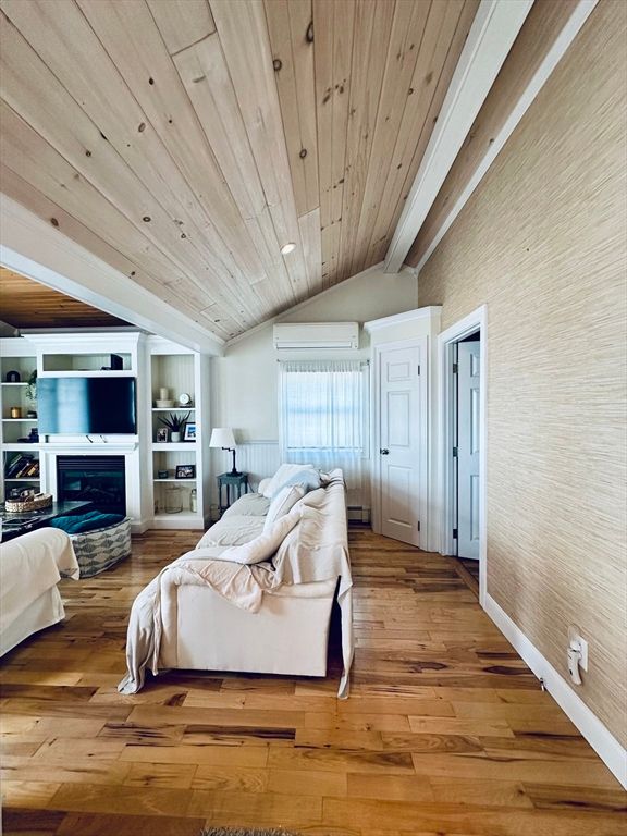 Bedroom, Fireplace, Interior, Wooden Ceilings, Wood Texture Flooring