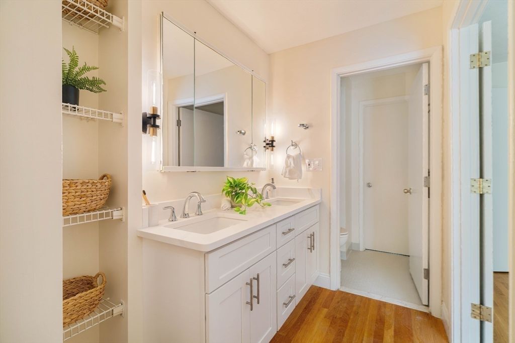 Bathroom, Dual Sink Vanities, Interior, Walk-in Closets, Wood Texture Flooring