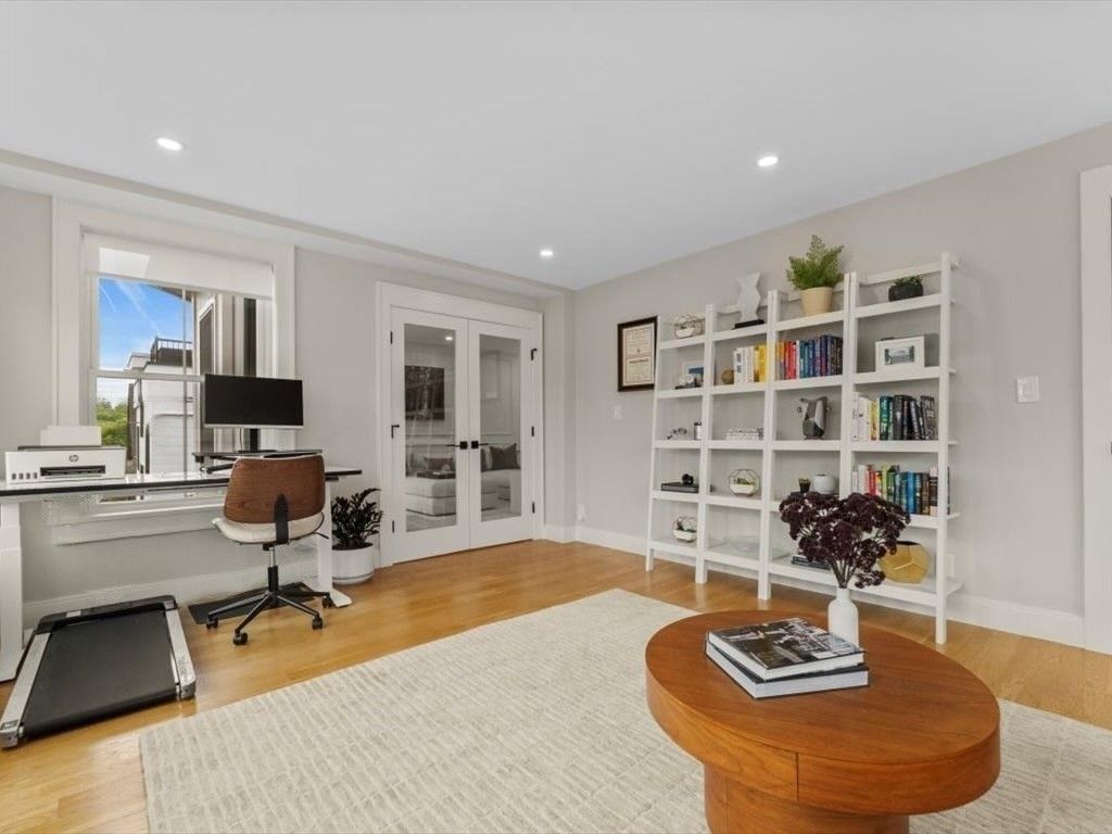 Home Office, Interior, Recessed Lighting, Wood Texture Flooring