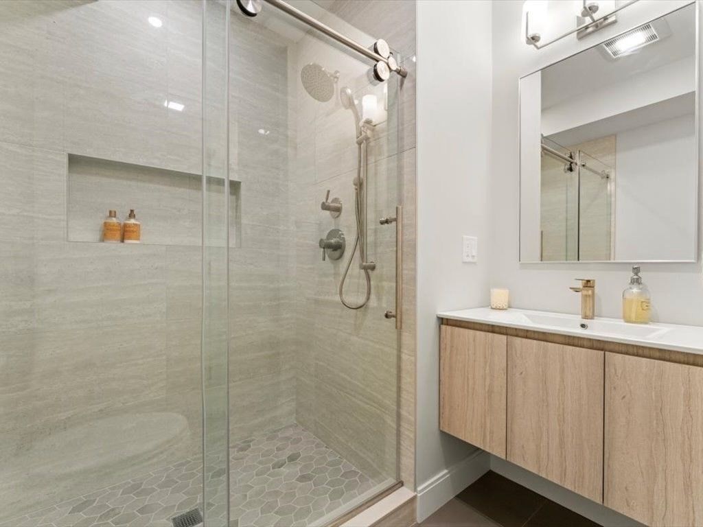 Bathroom, Glass Shower, Interior, Recessed Lighting