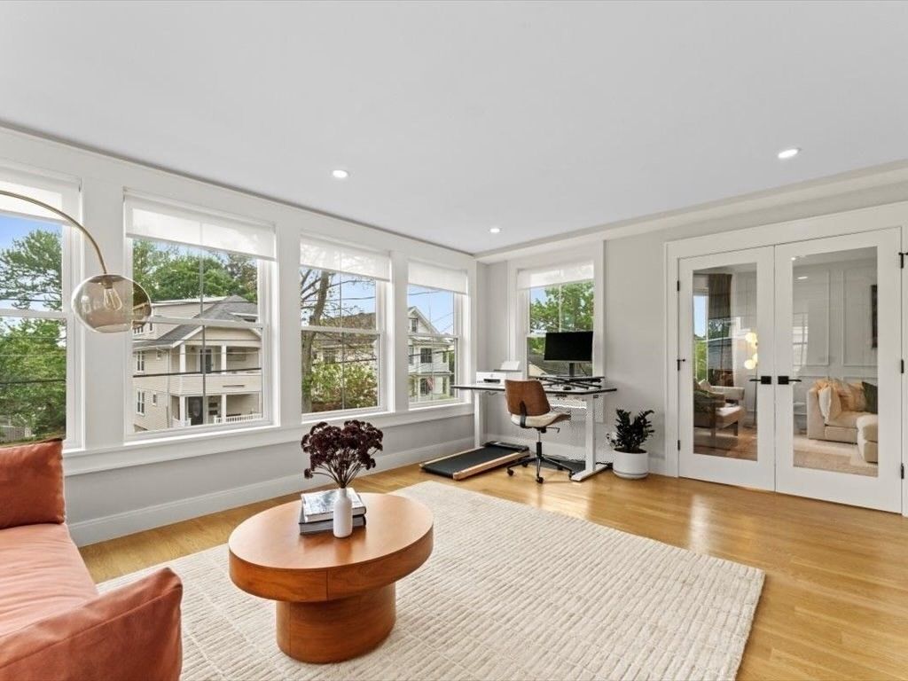 Home Office, Interior, Recessed Lighting, Wood Texture Flooring