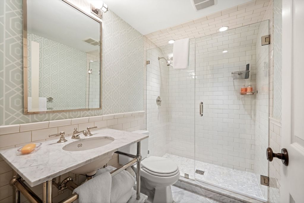 Bathroom, Glass Shower, Interior, Recessed Lighting