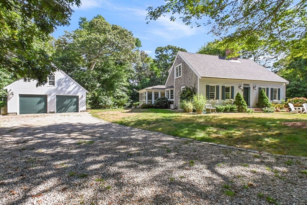 Attached, Backyard, Detached Garage, Exterior, Facade, Cape Cod