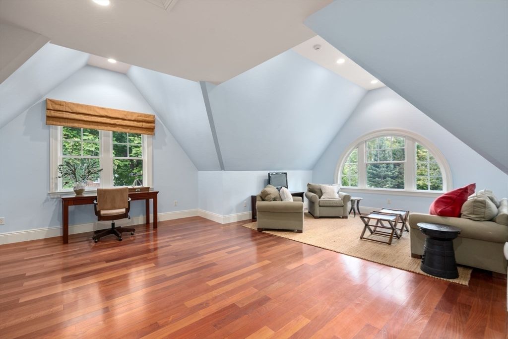 Home Office, Interior, Living room, Recessed Lighting, Wood Texture Flooring