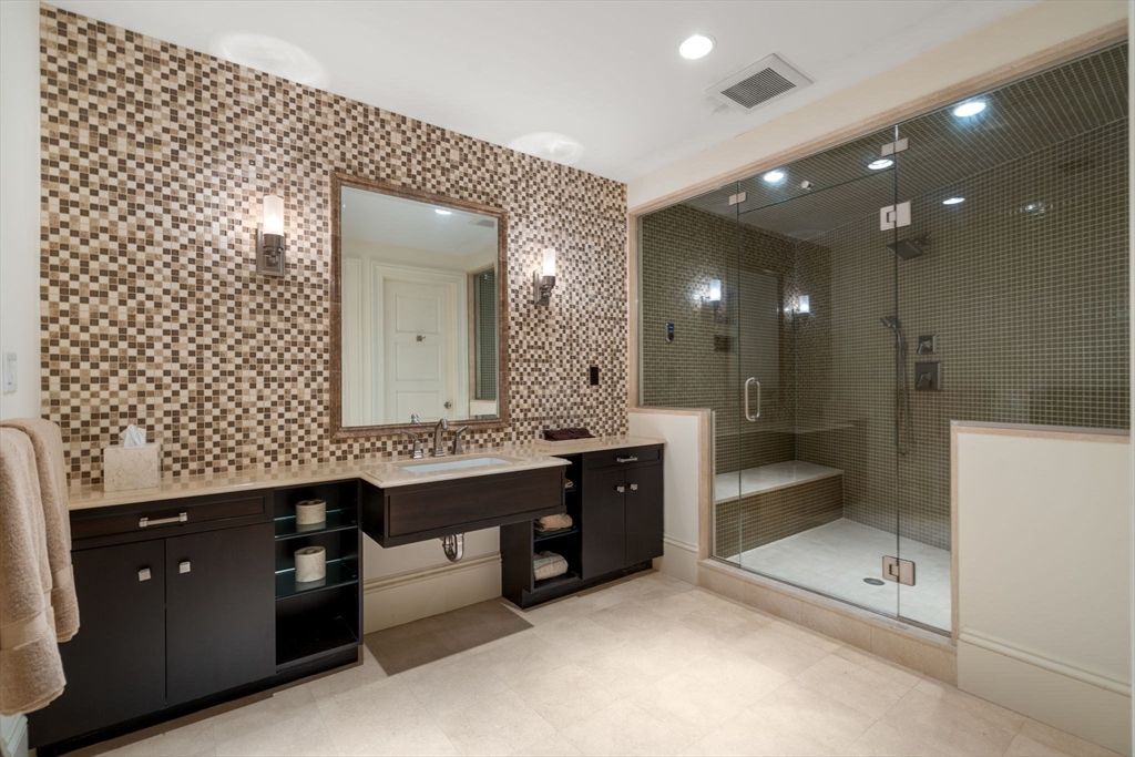 Bathroom, Dual Sink Vanities, Glass Shower, Interior, Recessed Lighting