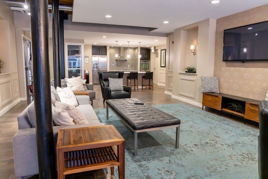 Interior, Kitchen, Living room, Pendant Lights, Recessed Lighting, Stainless Steel Appliances, Wood Texture Flooring