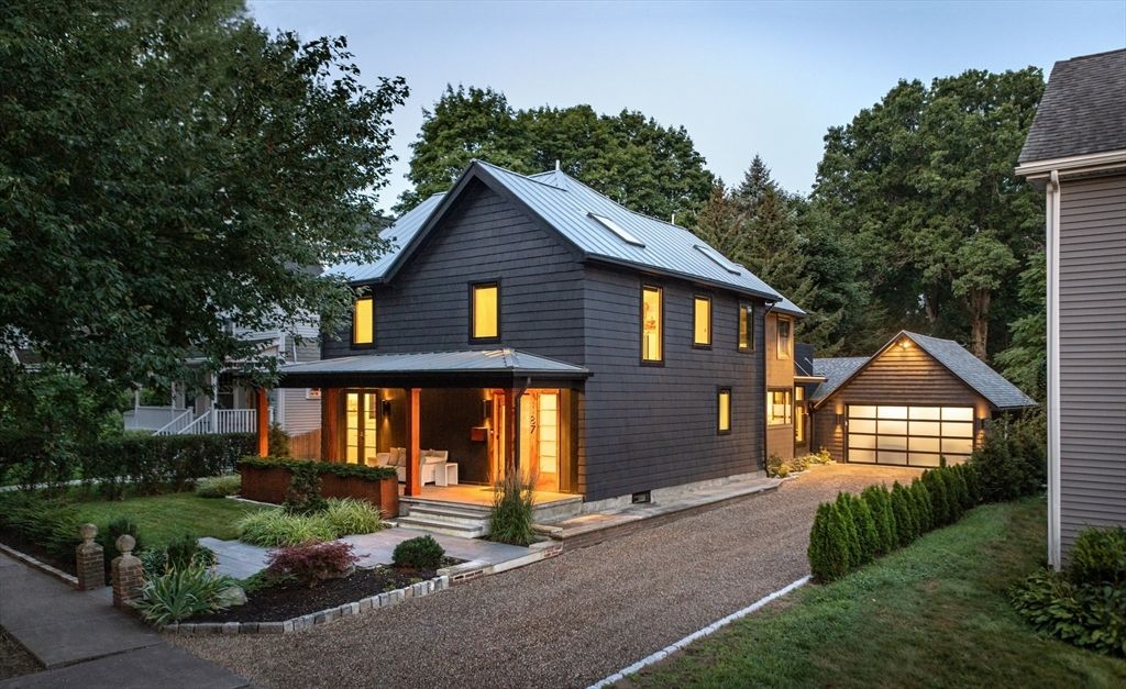 Backyard, Detached Garage, Exterior, Facade, Solar Panels, Farmhouse