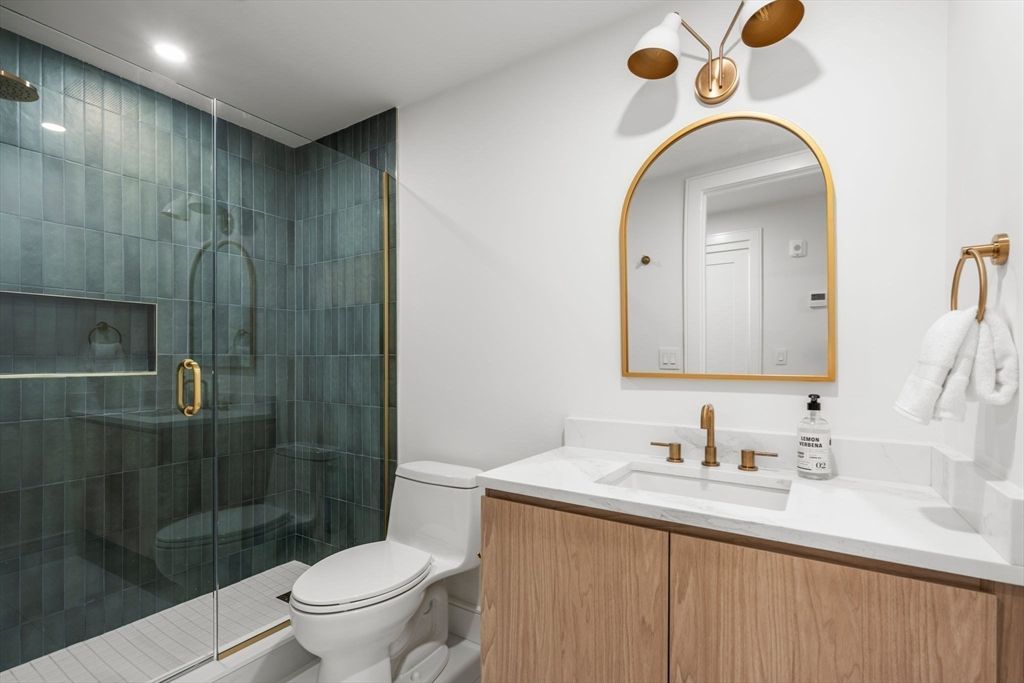 Bathroom, Glass Shower, Interior, Recessed Lighting