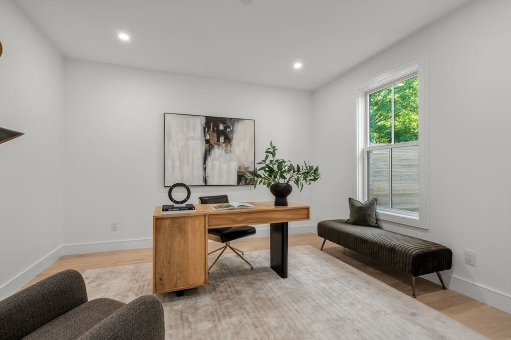 Home Office, Interior, Recessed Lighting, Wood Texture Flooring