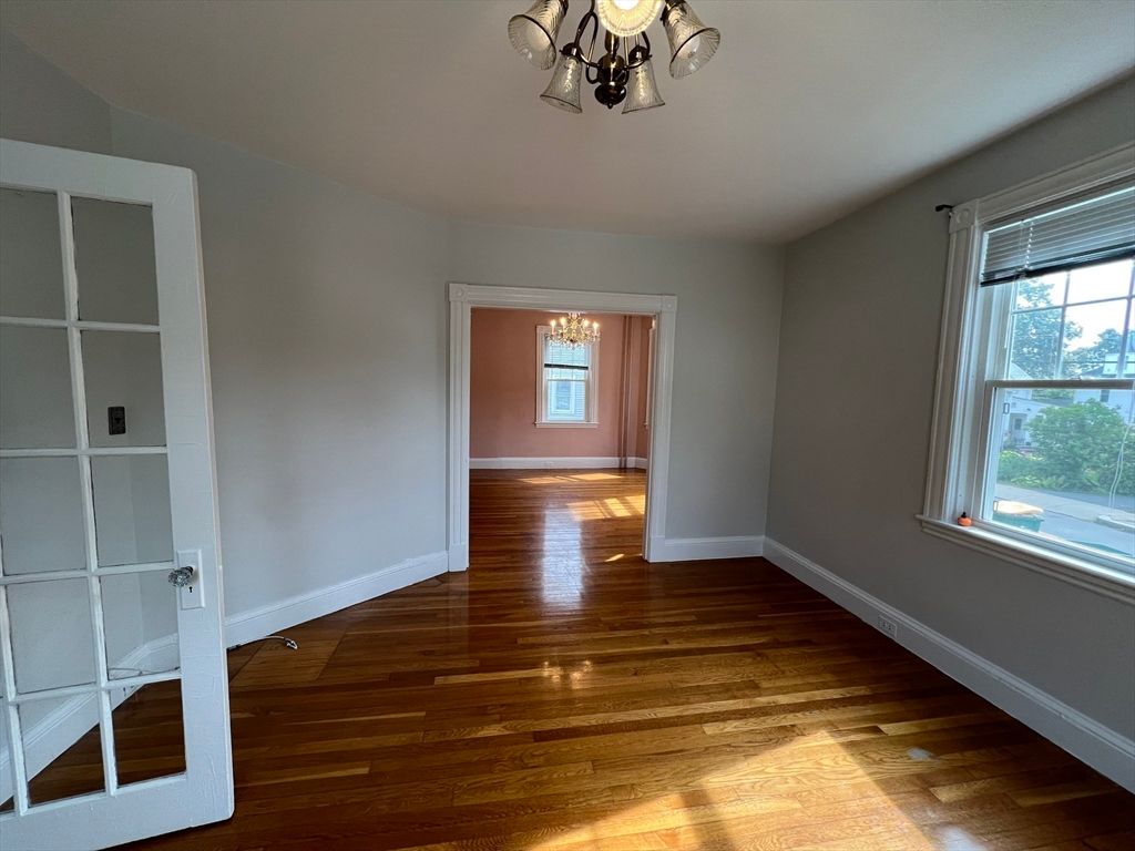 Chandelier, Empty room, Interior, Wood Texture Flooring