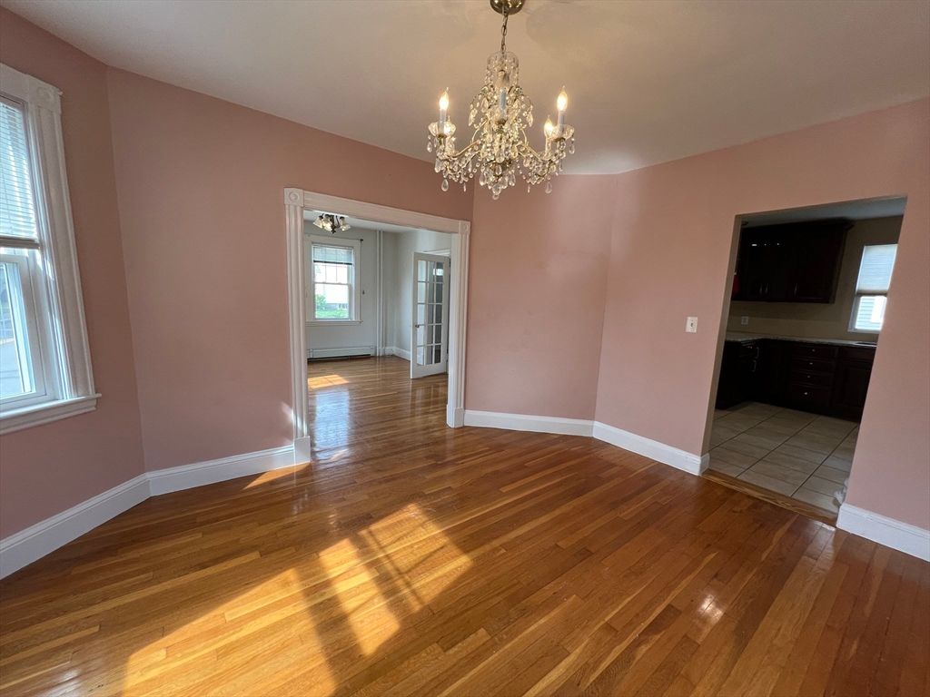 Chandelier, Empty room, Interior, Wood Texture Flooring