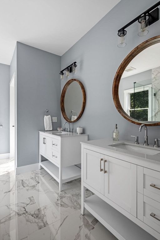 Bathroom, Dual Sink Vanities, Interior, Marble